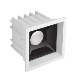 1 Module Square Black Linea 50-SR Deep Recessed Reflector Ring Cob Downlight 6w ALLN5006