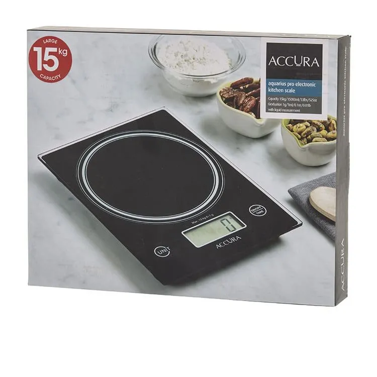 Accura Aquarius Pro Electronic Kitchen Scale 15kg Black