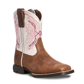 Ariat Kid's Double Kicker Adobe Tan & Pearlized Pink Boots 10036850