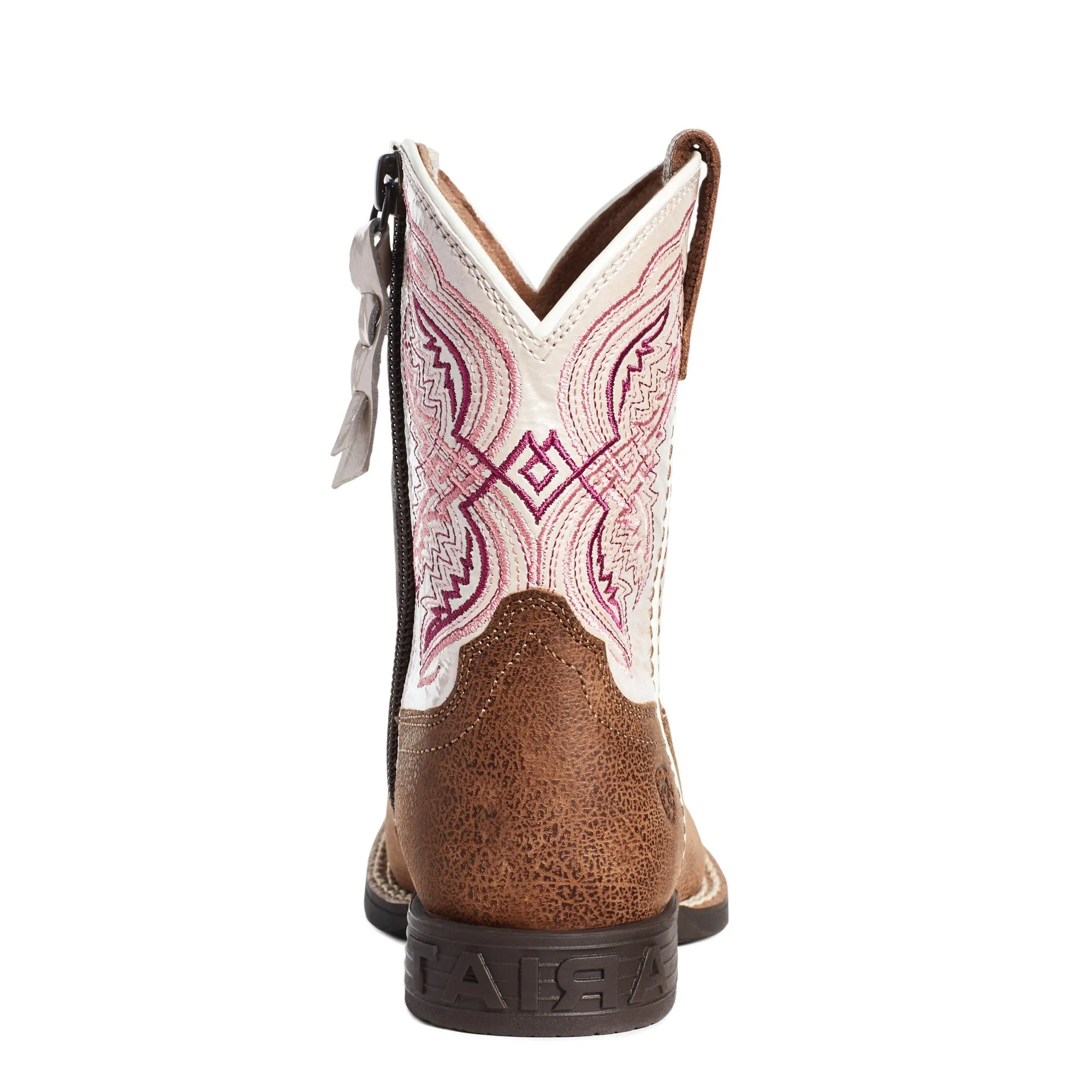 Ariat Kid's Double Kicker Adobe Tan & Pearlized Pink Boots 10036850