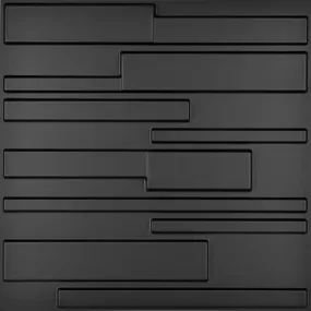 Art3d A10032BK Decorative PVC Wall Panels, 32 Square Feet, 3D Rectangle 3-Black, Sq Ft