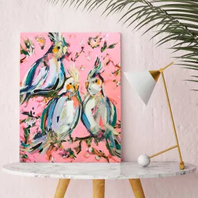 Birds On Pink Canvas Wall Art