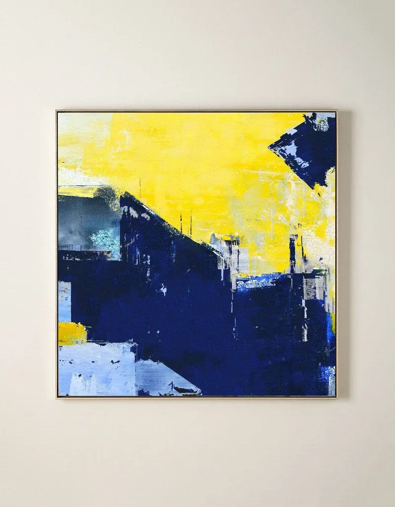 Blue Yellow Abstract Painting Large Canvas Art Work Np045