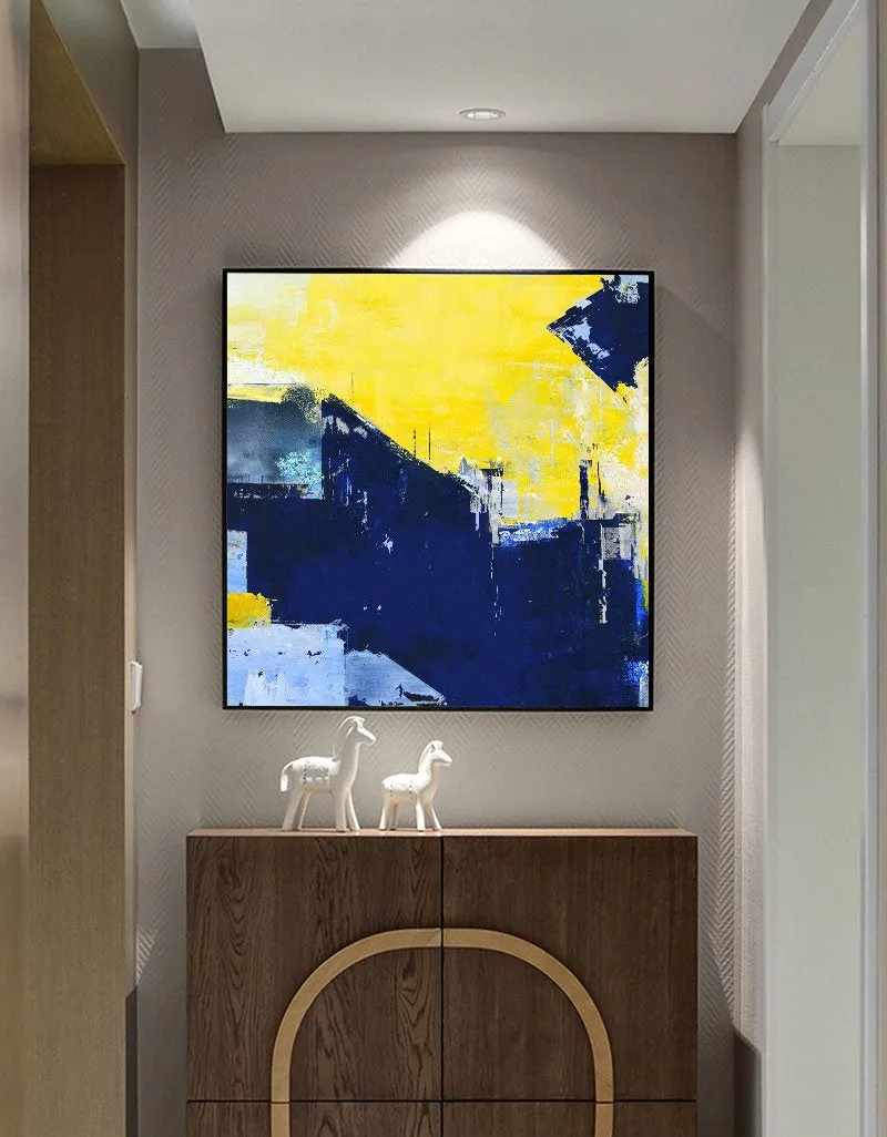 Blue Yellow Abstract Painting Large Canvas Art Work Np045