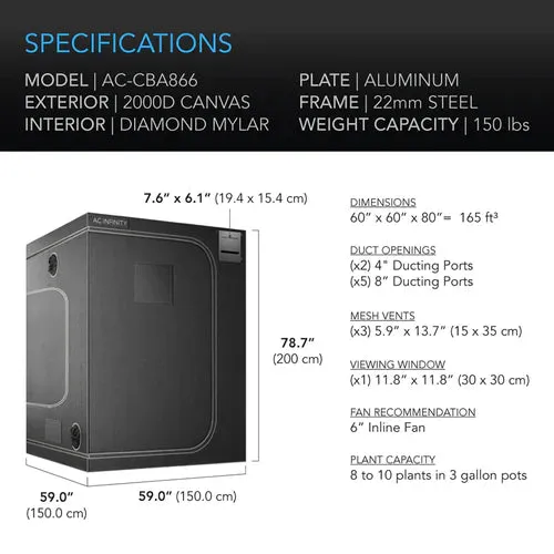 Cloudlab 866 Advance Grow Tent - 152 x 152 x 203cm (AC-CBA866)