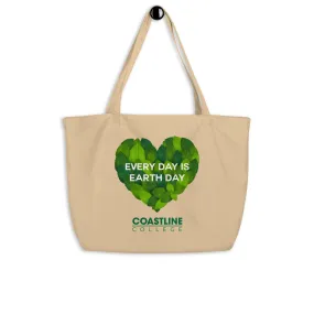 Coastline "Every Day is Earth Day" Large Organic Tote Bag (Natural)