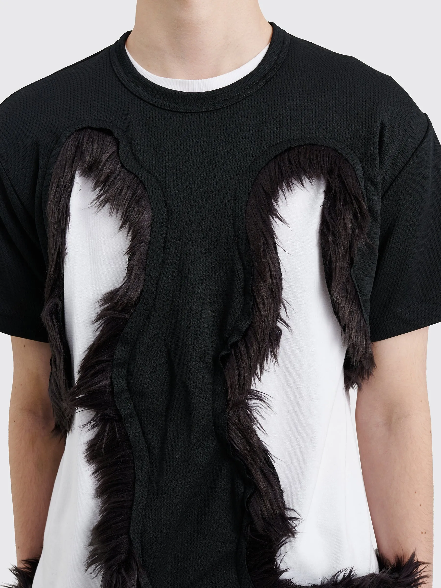 Comme des Garons Homme Plus Fake Fur Cut-Out Mesh T-shirt Black