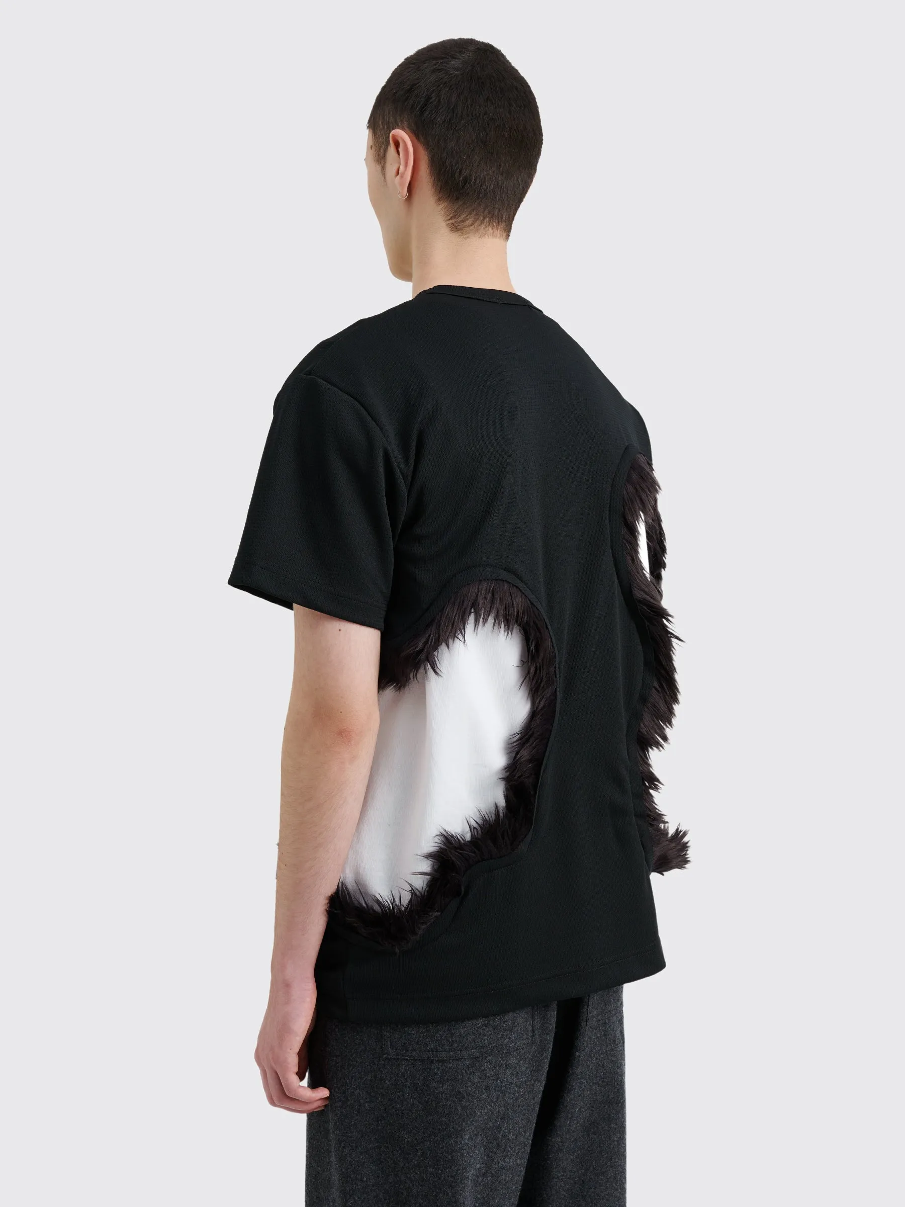 Comme des Garons Homme Plus Fake Fur Cut-Out Mesh T-shirt Black