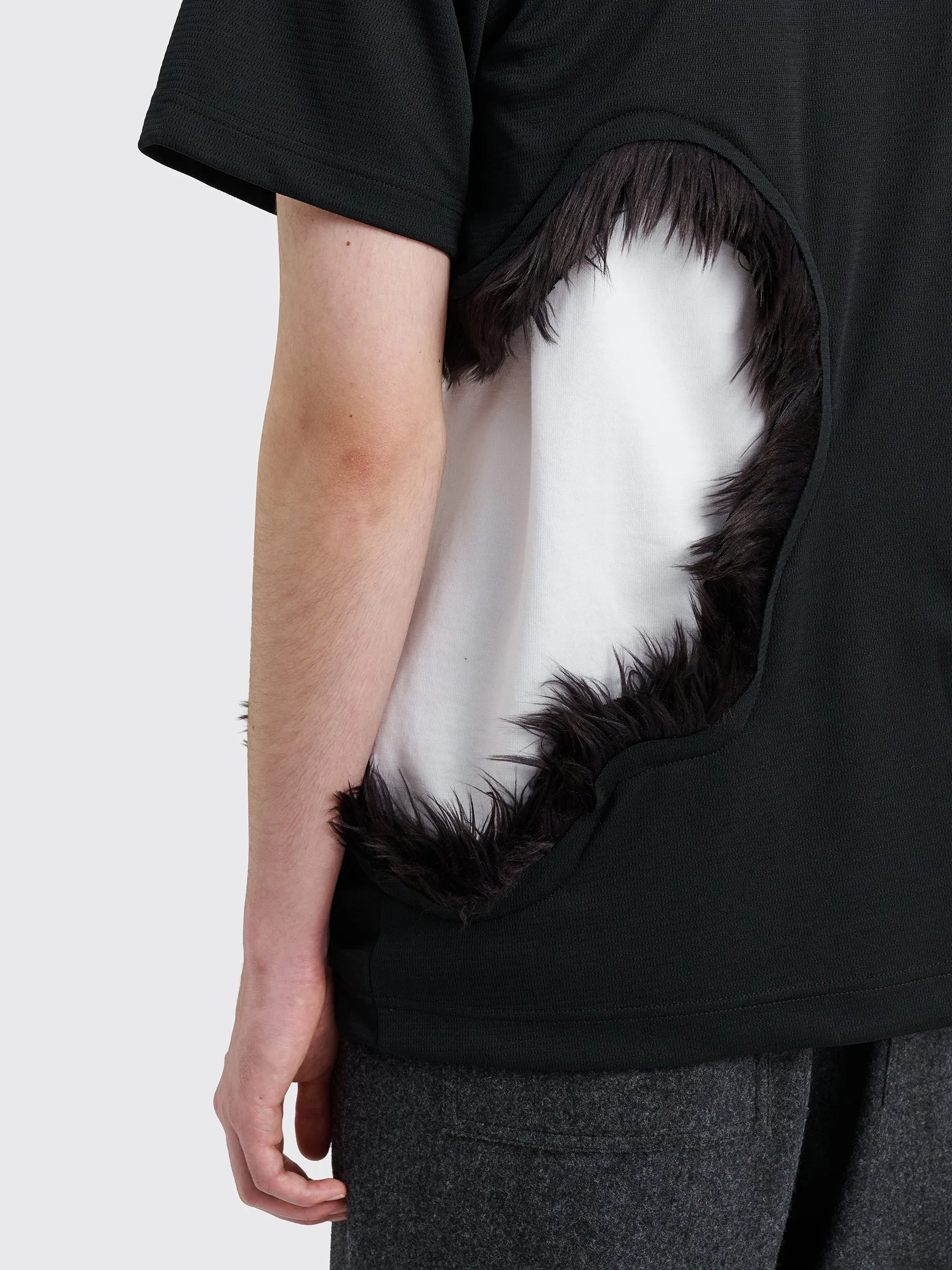 Comme des Garons Homme Plus Fake Fur Cut-Out Mesh T-shirt Black