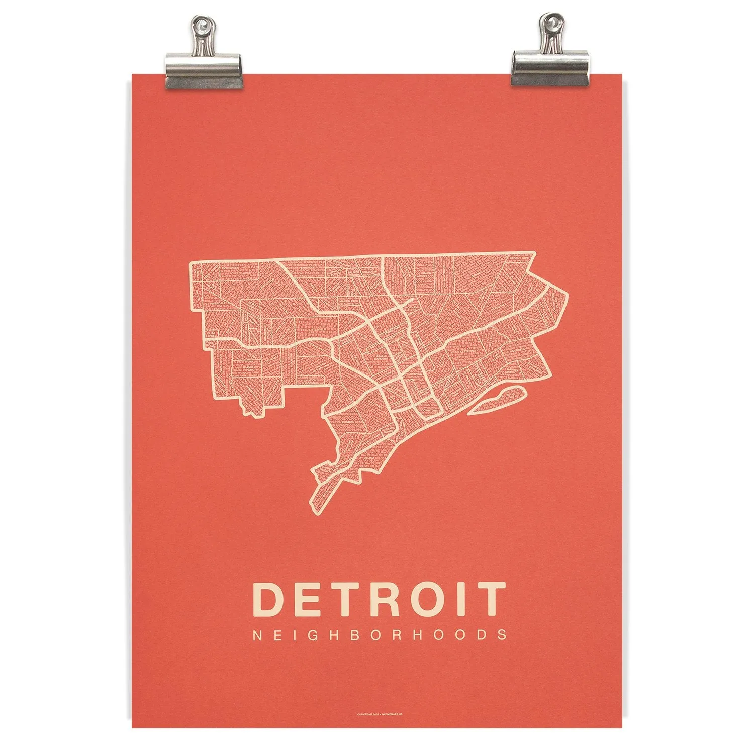 Detroit Neighborhood Map - Coral