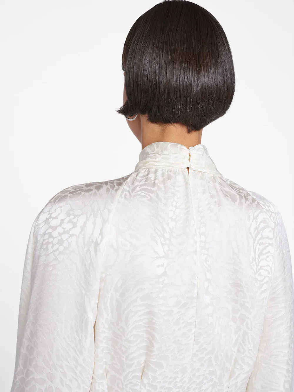 Foldover Mock Neck Blouse -- Off White