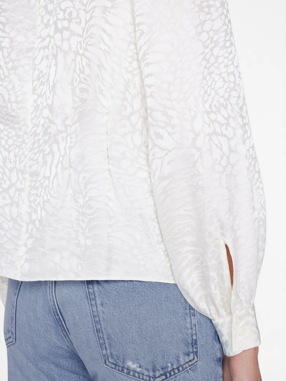 Foldover Mock Neck Blouse -- Off White