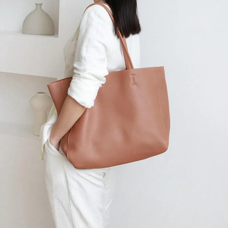 Handcrafted Leather Tote Bag | Grain Leather Large Tote Bag | Classic Everyday Bag, Birthday gift for her, Coral Pink