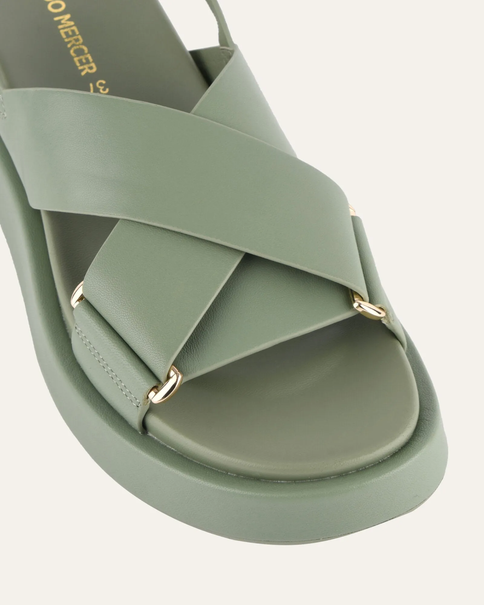 MARLEY FLAT SANDALS PISTACHIO GREEN LEATHER