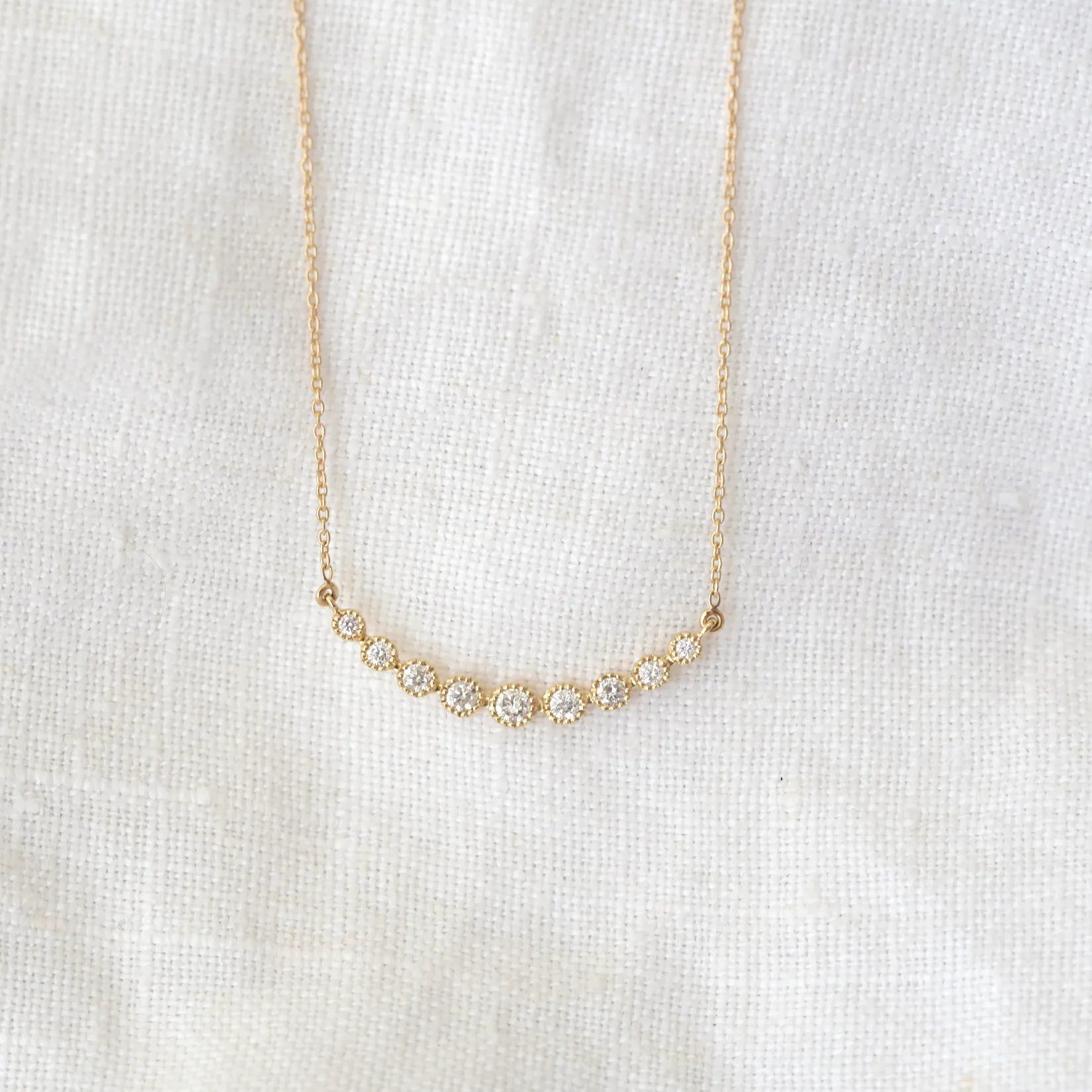 Millgrain Bezel Diamond Necklace