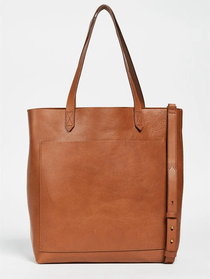 Minimalist Full Grain Leather Tote Bag, Large Leather Shoulder Bag, Tan Leather Purse Crossbody, Limited Edition Leather Tote, Gift for Mum