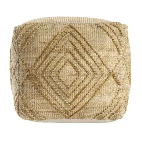 Natural Diamond Geometric Hand-Woven  Pouf