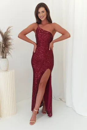 Niana Sequin Bodycon Gown | Burgundy