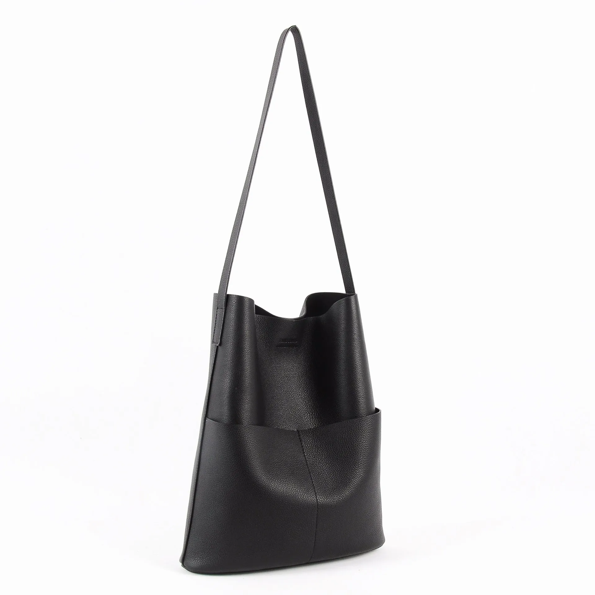 Oak Cowhide Leather Tote Bag ｜ Women Handcrafted Soft Leather Bucket Bag ｜ Minimalist Tote, Two Front Pockets Bag｜Cloud Oslo Laptop Bag