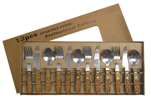 "Brands" 12-Piece Western Wood Handled Flatware Set