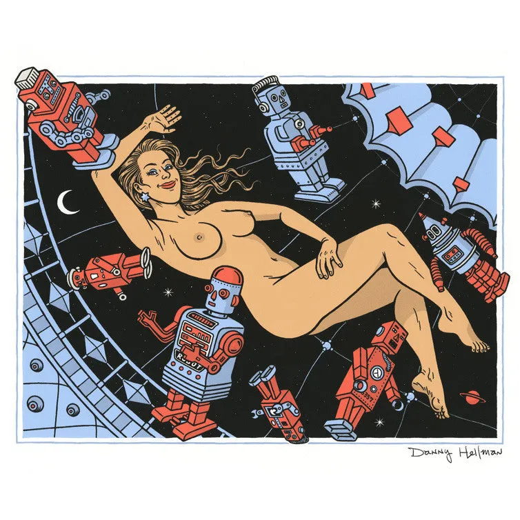 "Nude With Robots" silkscreen print