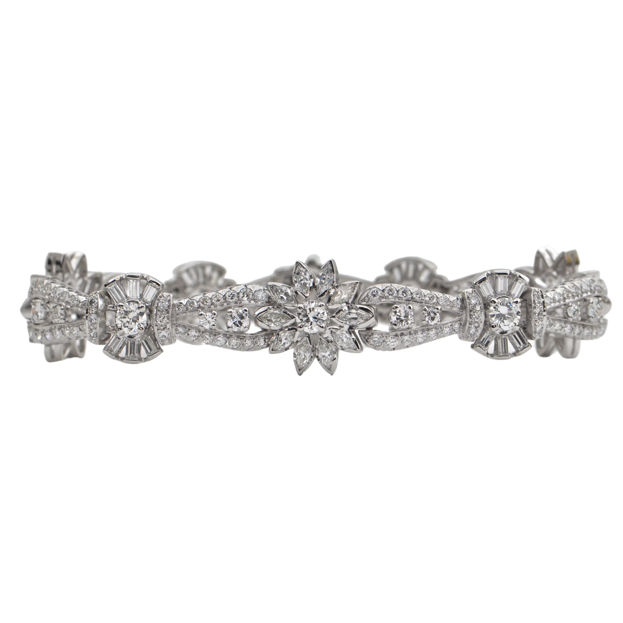 Retro 8.43ct Diamond Platinum Bracelet