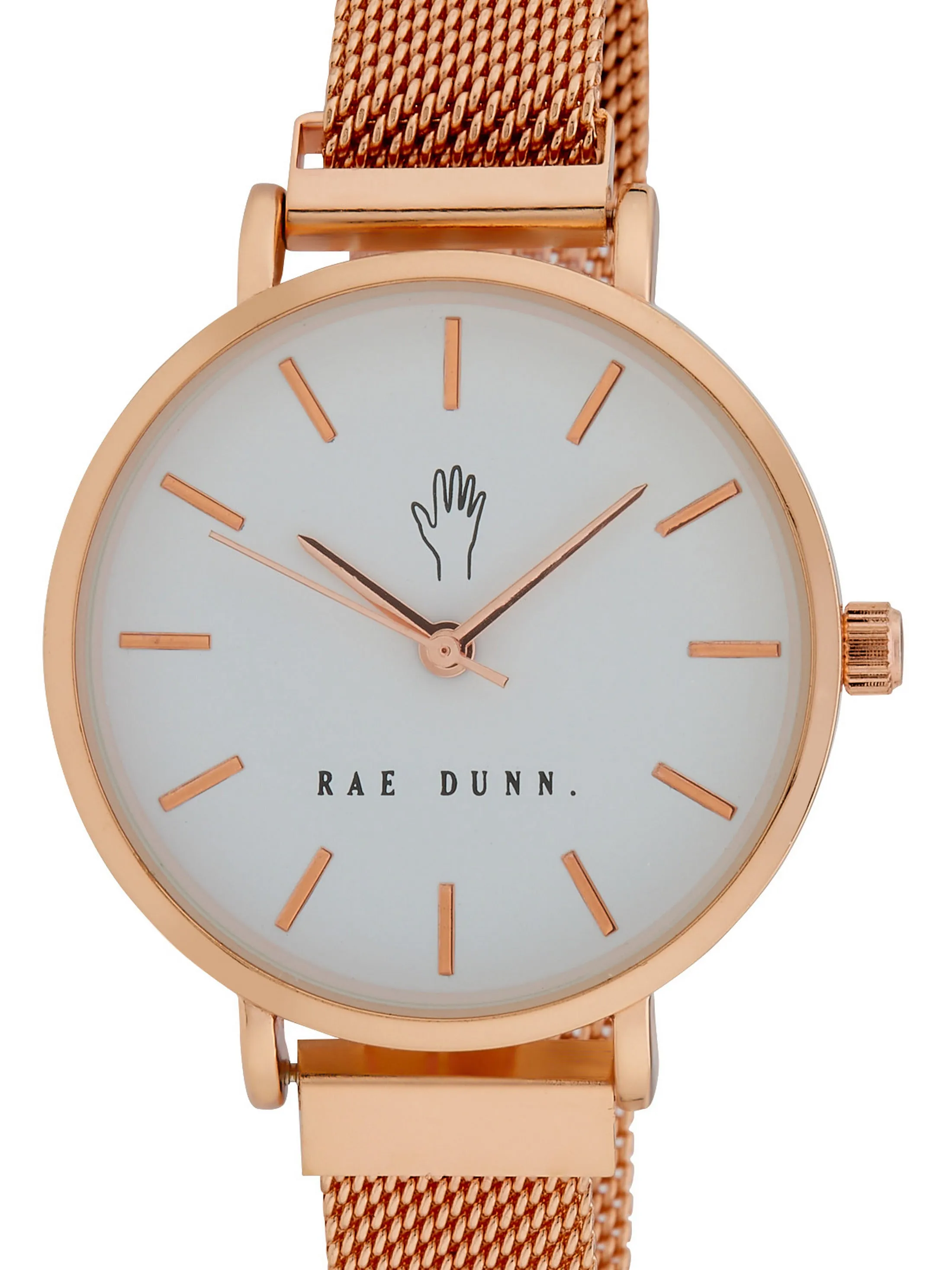 ROBIN Round Face Mesh Bracelet Watch in Rose Gold, 33mm