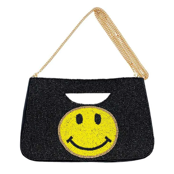 Smile Seed Beaded Tote Crossbody Bag